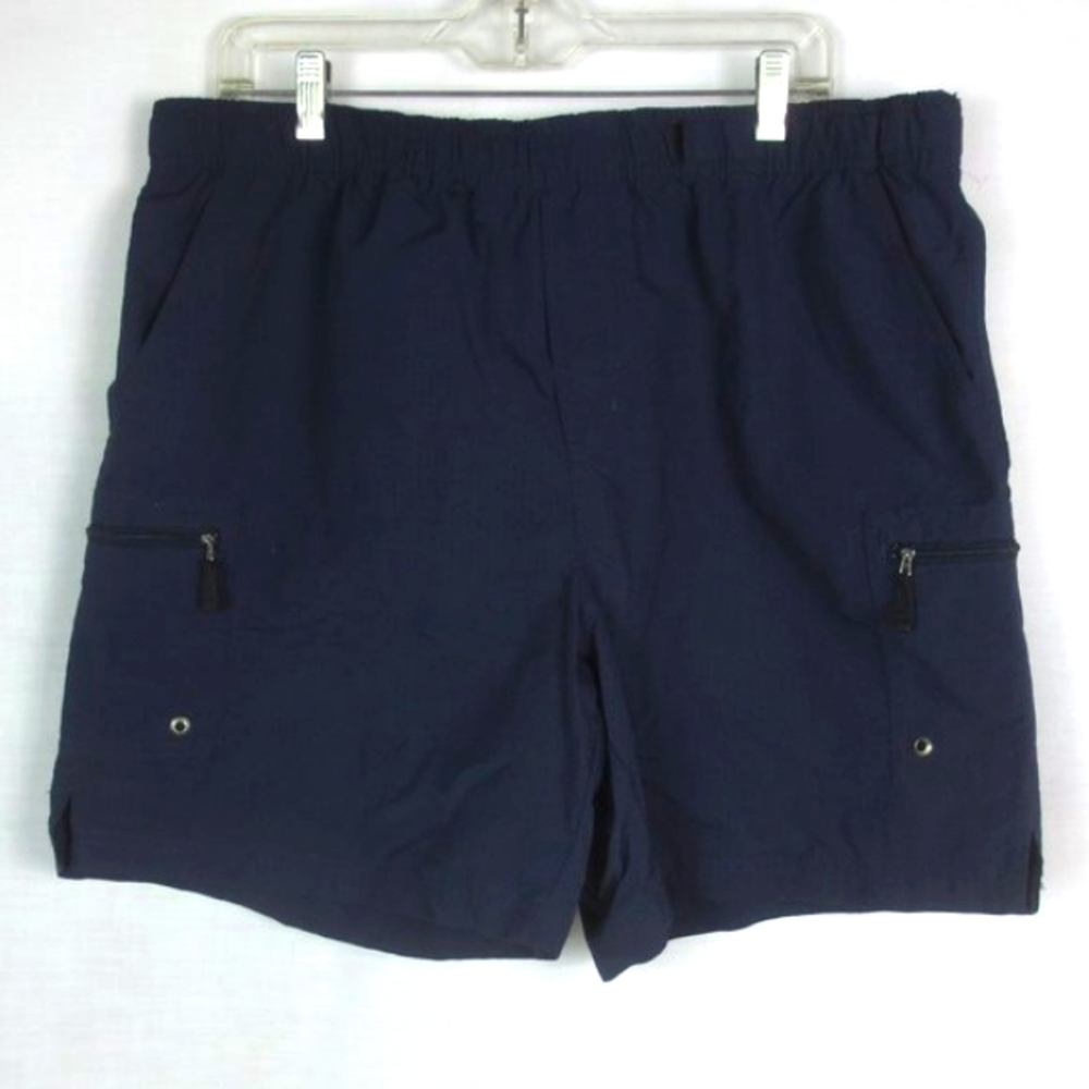 New Cherokee Shorts Navy Blue Hybrid Swim Athletic Cargo Casual Size L 36 - 38
